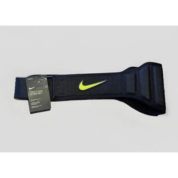 Nike Structured Weight Lifting Belt Size Large Black/ Volt NWT - Picture 5 of 10